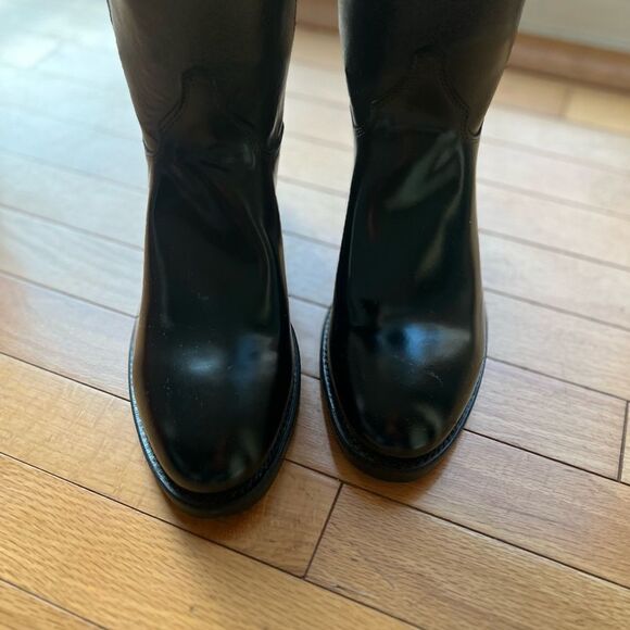 NIB Vintage Justin Men Leather Black Cowboy Western Timeless Sleek Boots Sz 11 - Picture 11 of 14